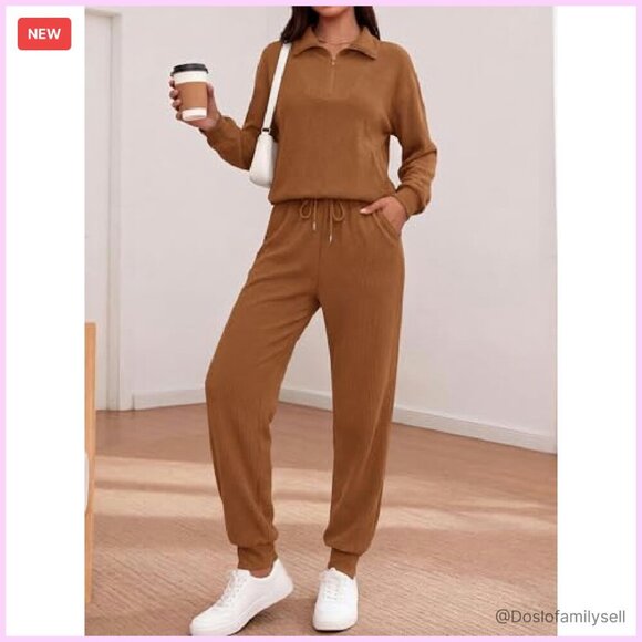 Y2K Tracksuit Set Half Zip Sweatshirt High Waist Sweatpants Lounge Wear - Picture 5 of 8